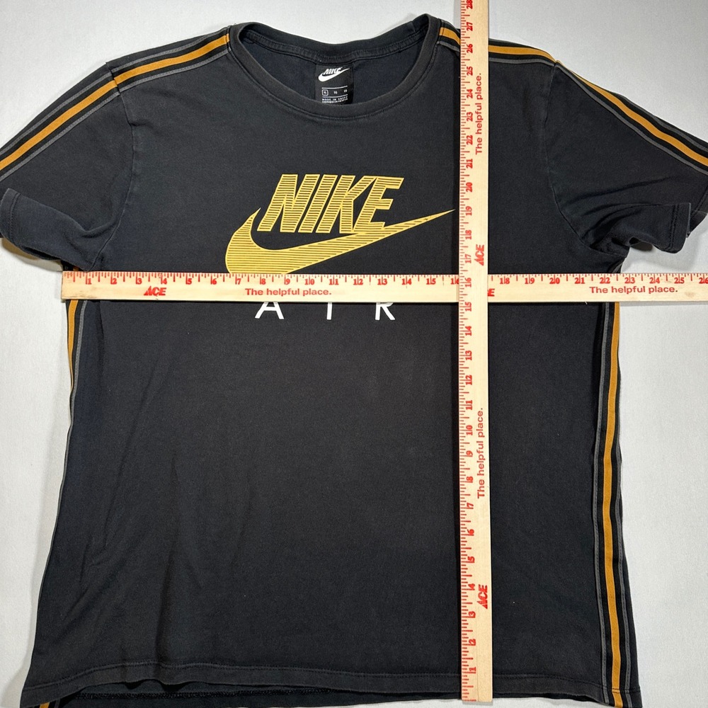 Nike Air Black T-Shirt Gold Striped Trim Track Shirt Top XL BV3068-010 - Picture 9 of 15